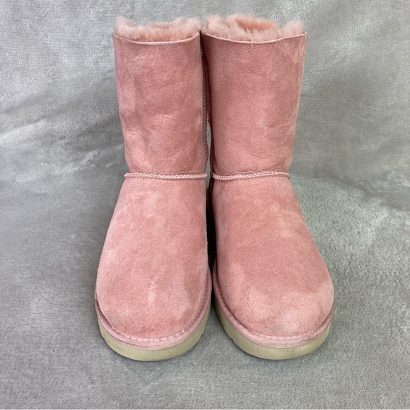 UGG Bailey Bow II Women's Boots Size 10 Pink Suede Sheepskin Water Resistant - Picture 5 of 10